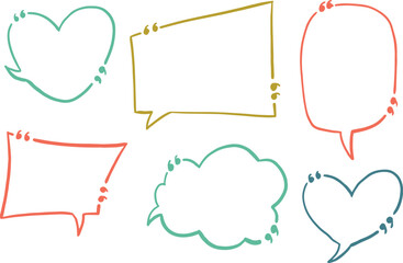 Text box chalkboard blank speech bubbles. Colorful shapes on white background