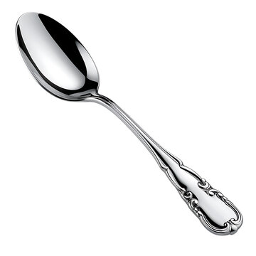 Photorealistic Silver Spoon Isolated on Transparent Background. Silver Spoon PNG. Metallic Spoon.