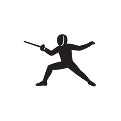 silhouette of a fencing