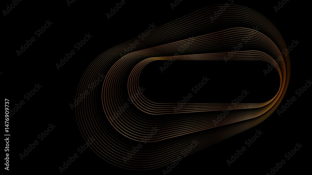 Aufkleber golden linear twisted ellipses abstract minimal background. seamless looping geometric concept motio