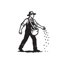 vector illustration of a man sowing seeds
