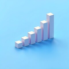 3D Render of Graph on Blue Background