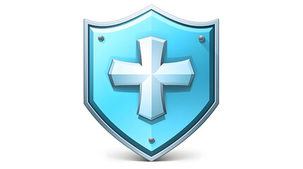 Obraz premium Medical Shield with Cross Icon for Healthcare Professionals, Isolated on White Background
