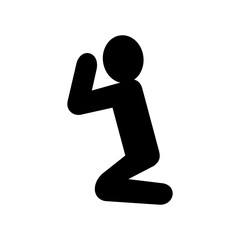 person apologizing icon, flat style pictogram icon for ui or ux mobile app, vector illustration logo symbol design, isolated on white