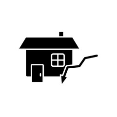 house price reduction icon, building price reduction presentation, simple flat style, illustration, logo sign symbol pictogram template, for ui or ux isolated on white for mobile app, editable