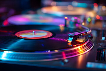 Colorful Turntables with Motion Blur