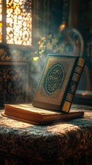 Holy book illuminated by sunlight