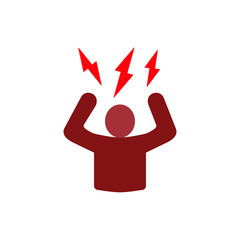 angry person icon, flat style pictogram icon for ui or ux mobile app, vector illustration logo symbol design, isolated on white