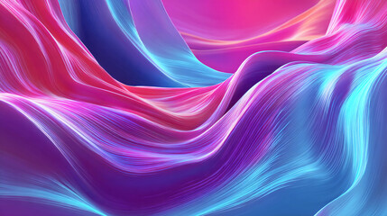 Abstract flowing silk waves in bright neon pink and blue