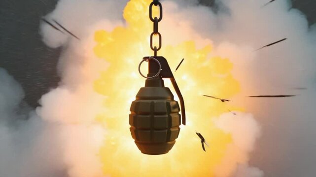 Vintage-style hand grenade with a pin. Ideal for historical or tension themes.