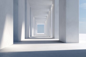 Fototapeta premium Hallway with white columns and natural light