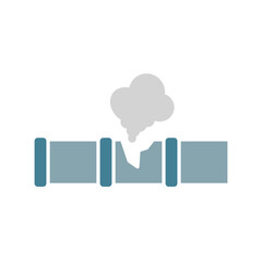 leaking gas pipe icon, flat style pictogram icon for ui or ux mobile app, vector illustration logo symbol design, isolated on white