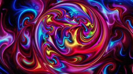 Psychedelic swirl of radiant colors and cosmic energy — abstract animated vortex representing consciousness, emotion, and universal flow