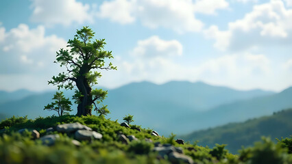 Obraz premium A lone tree on the hillside