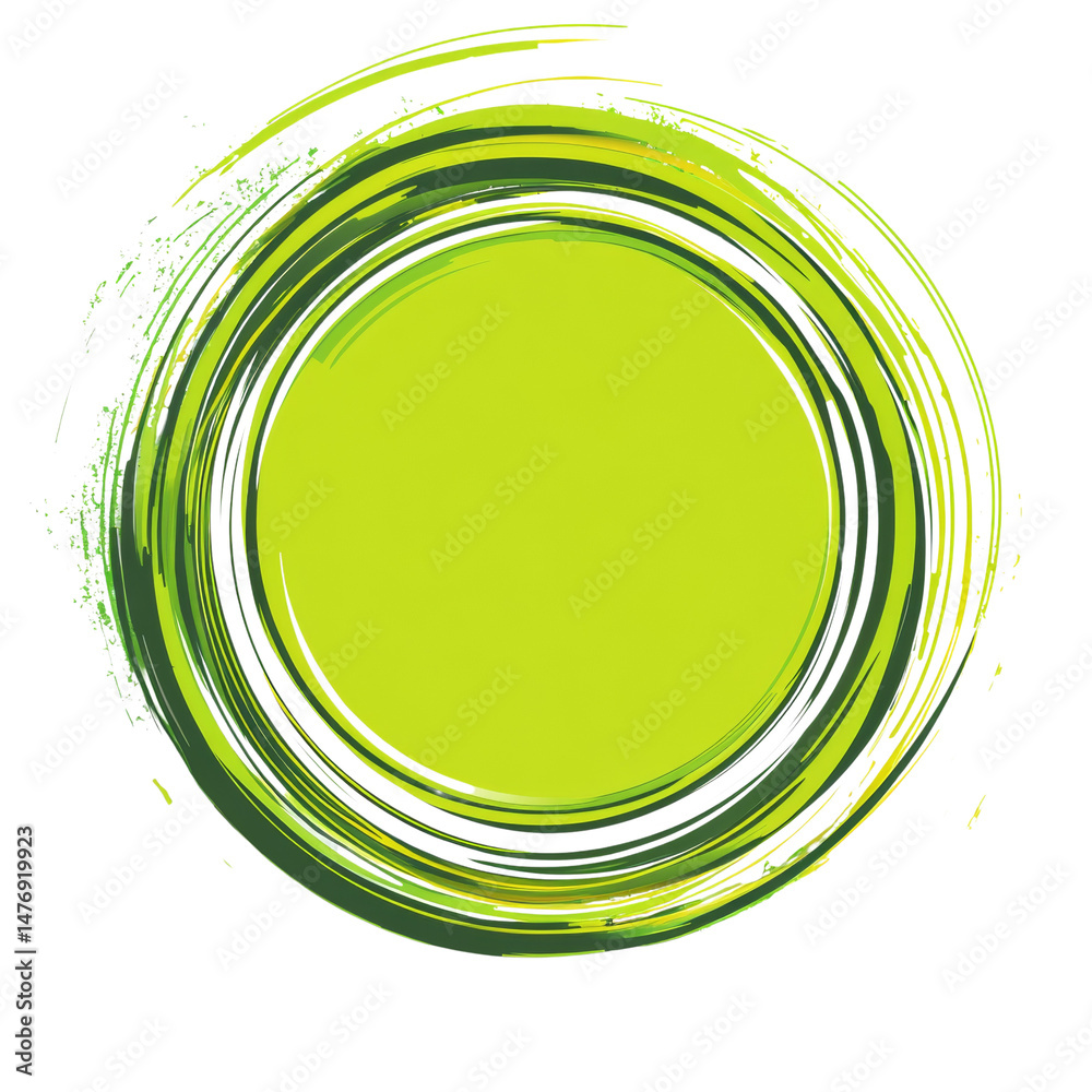 Poster Abstract green circular brushstroke design, isolated, creating a vibrant element for artistic compositions