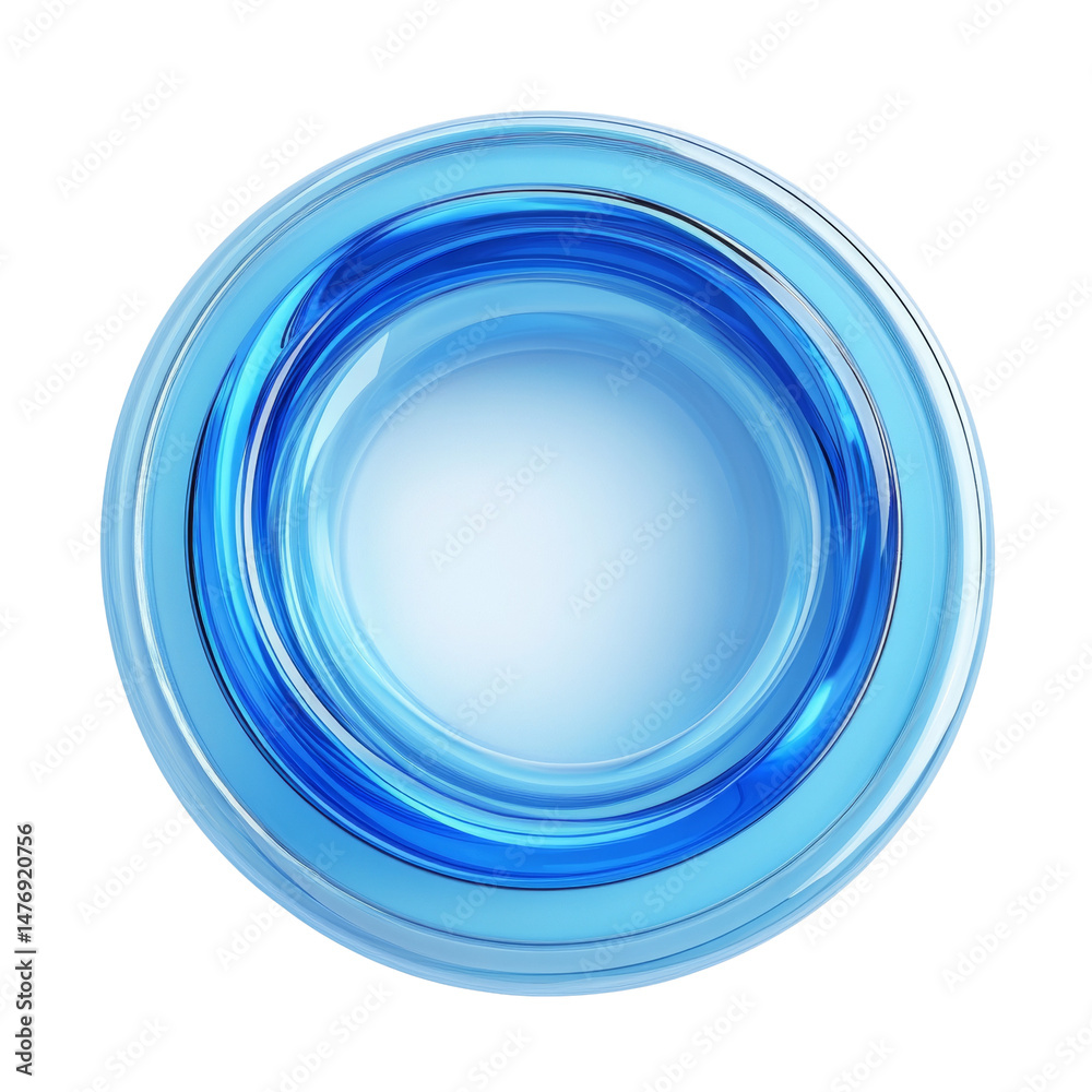 Poster Aqueous circular form with concentric ripple effect and gentle azure hue on neutral field