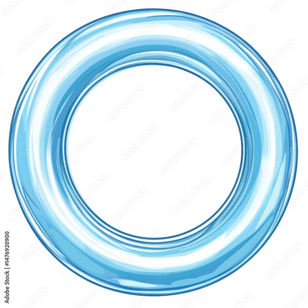 Poster Luminescent azure ring floating against a void, radiating a cool spectral glow on transparent field