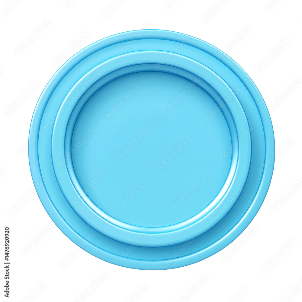 Wall mural abstract cyan concentric circles, elegant modern design element on transparent presentation