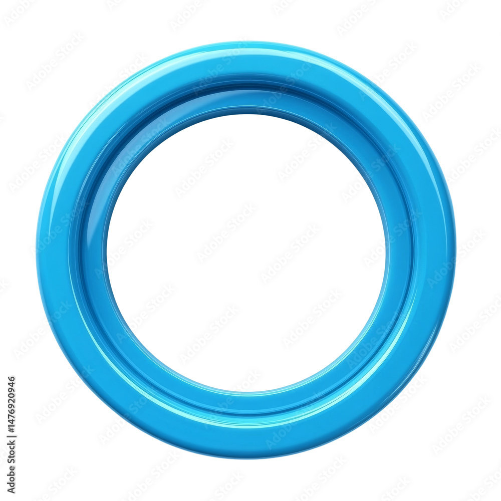 Poster vibrant cyan torus floats in boundless space, a portal of possibilities, artistic rendering