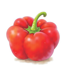 Illustration of a Red Capsicum with Green Stem