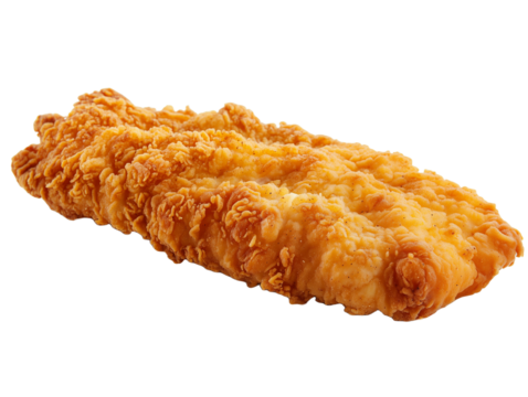 fried crispy golden brown fish filet on transparent background