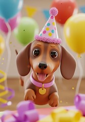 Cute Dachshund Puppy Birthday Celebration