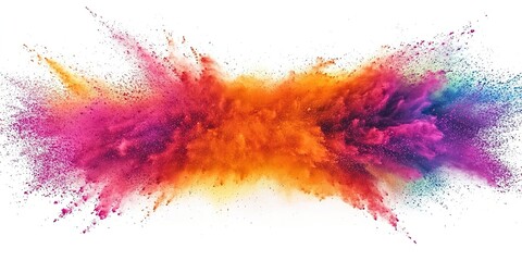 Fototapeta premium A vibrant explosion of colorful powder against a white background.