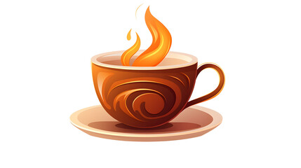 Obraz premium Professional vector illustration of a hot coffee cup with aromatic steam for graphic design projects