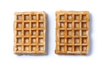 Belgian Waffles isolated on white background. Top view