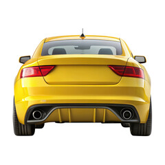 yellow car back view isolated on transparent white background, clipping path