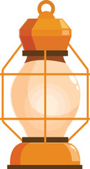 Bright orange camping lantern emitting a warm glow, perfect for illuminating campsites and outdoor excursions