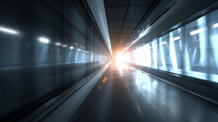 Futuristic hallway with lens flare, motion blur
