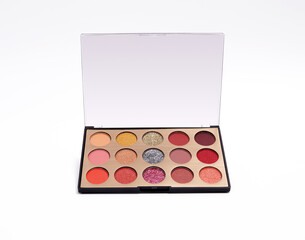 Eyeshadow palette with various warm, neutral and shimmery shades, perfect for versatile makeup looks