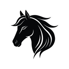 Silhouette art illustration of a calm horse head.eps