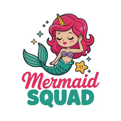 Mermaid SQUAD Vector Art & Illustration