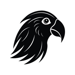 Silhouette art illustration of a parrot head.eps
