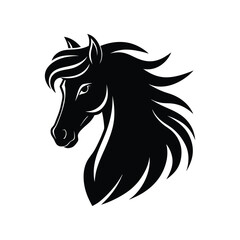 Silhouette art illustration of a rearing horse head.eps