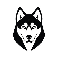 Silhouette art illustration of a Siberian Husky face.eps