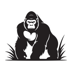 gorila silhoutte illustration with white backraund © Md