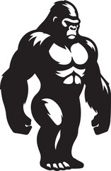 A sleek gorila silhoutte illustration with white backraund