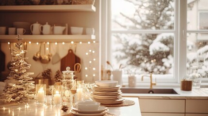 Embrace the warmth of Christmas with holiday d&eacute;cor in a cozy Scandinavian kitchen. 