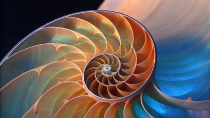 Obraz premium Nautilus Shell Spiral Closeup