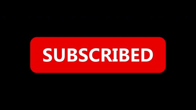 Red subscribe button alpha png. Smooth flat animation. User communication action reminder