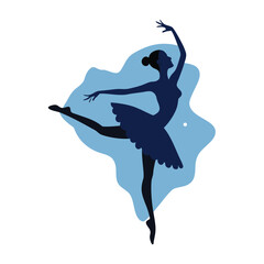 Silhouette of a Ballerina in a Graceful Dance Pose © Pixel Art