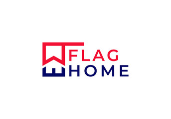 abstract home and flag logo vector design