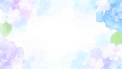 パステルカラーのあじさいの水彩タッチのフレーム。AIで生成	