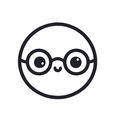 Cute cartoon character with glasses and a smiling face, icon   