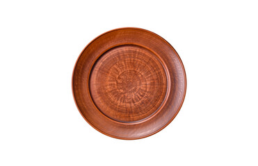 Empty ceramic plate on a monochrome brown background