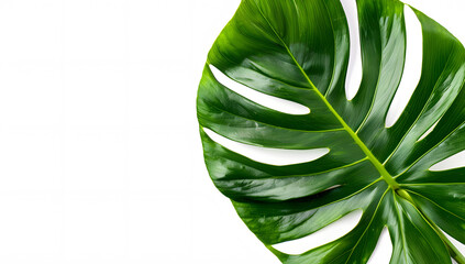 A vibrant green tropical leaf set against a white ba 1721139128 2