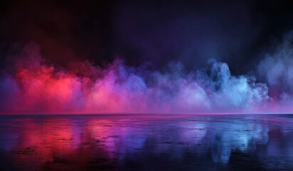 Obraz premium Abstract fog with colorful lighting and reflection